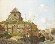 Carel Jacobus Behr Town wall with gunpowder arsenal USA oil painting artist